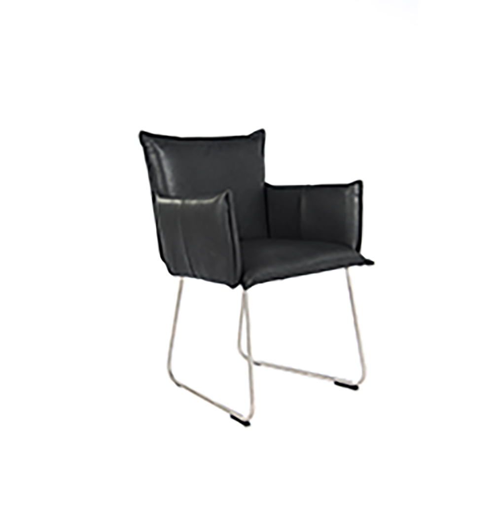 Duke Dining Chair With Arm Stainless Steel Bonanza Black Oblique