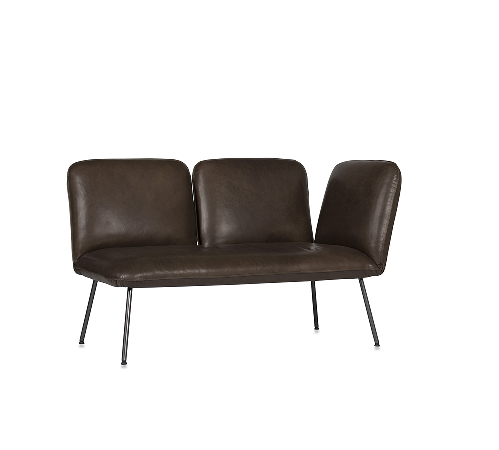 Shuffle Sofa 2 Seats 1 Arm Right Luxor Grey Oblique