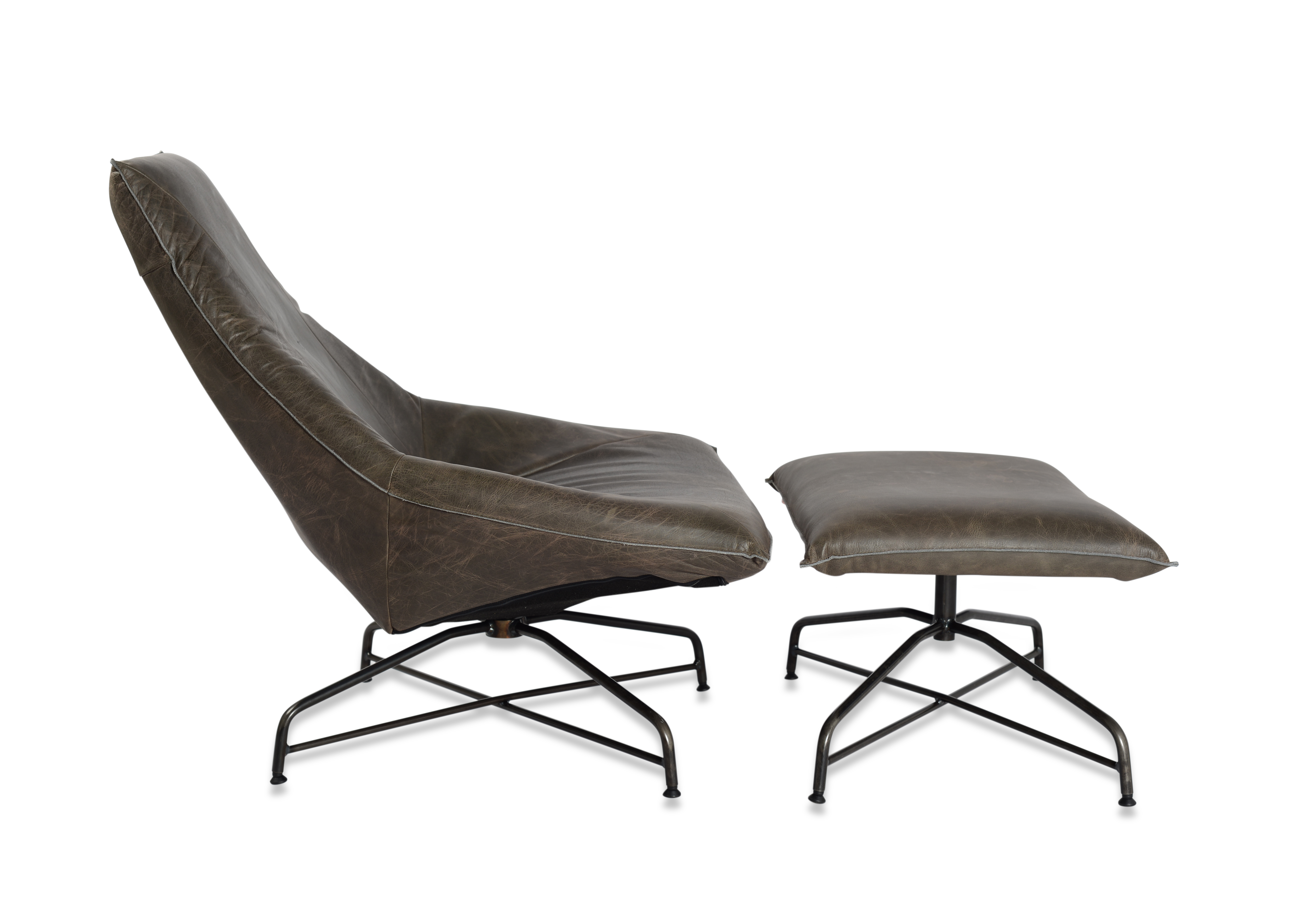 Beal Swivel Lounge Chair&Swivel Hocker Bonanza Grey Old Glory Side